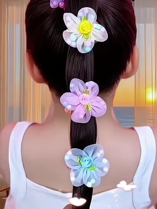 #头饰发饰 #儿童发饰 #超好看 #爱了爱了 #仙女必备 女儿童花朵发绳女孩头饰可爱仙女宝宝头饰粉色儿童弹力扎马尾头绳