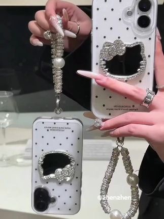 波点闪粉的 KT 猫壳子来喽!还带补妆镜噢!#奥菲顿闪钻凯蒂镜子挂链适用iPhone16/15白色闪粉13苹果14手机壳#手机壳#仙女必备 #这款手机壳真的长在我的心坎上了 #超nice好看手机壳