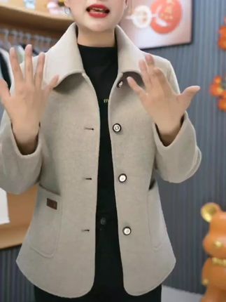 秋冬毛呢外套2025新款洋气韩版显瘦气质女士百搭双面短′款大衣#面料柔软舒适