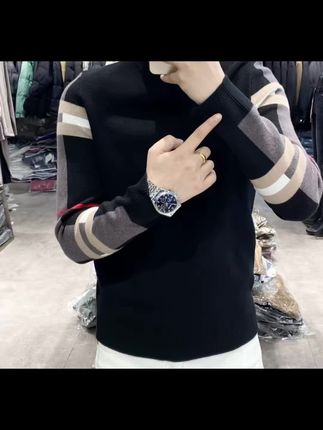 时尚爆款秋冬圆领长袖男士毛衣修身针织打底衫潮流百搭加厚保暖潮#毛衣穿搭 #男士必备 #打底衫#毛衣搭配