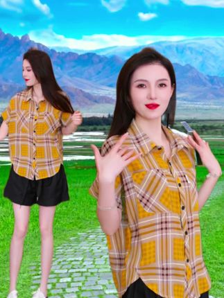冰丝雪纺格子衬衫2025新款#夏季穿搭 #新款上新 #衬衫 #把农村的日子过得有声有色 @抖加🔥上热门🔥dou+🔥热点宝 @Dou+🔥上热门🔥 @DOU+小助手 @DOU+上热门