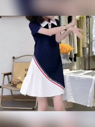 女童夏季翻领连衣裙2025新款儿童韩系运动风时尚洋气POLO领休闲裙#女童夏季 #女童连衣裙 #洋气公主裙