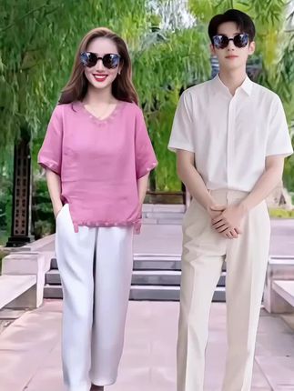 夏季新款亚麻上衣小衫休闲复古宽松遮肉#时尚百搭#洋气减龄 #宽松版型 #遮肉显瘦#复古短袖衬衫