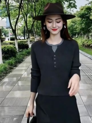 2025新款打底衫洋气百搭假2件上衣女#春秋穿搭 #时尚洋气 #洋气小衫 #女装穿搭 #百搭上衣