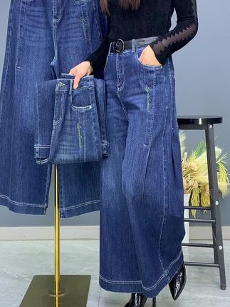 #阔腿牛仔裤女 #牛仔裤女