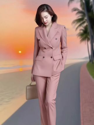 2025年新款西装套装女高级感播音主持艺考正装小个子职业西服外套#秋季新款 #西装套装 #职场穿搭 #高级感穿搭 #时尚套装