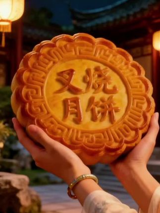 😊叉烧五仁月饼,咸香与香甜交织。精选核桃仁、杏仁、花生仁、瓜子仁、芝麻仁,融入秘制叉烧粒,咸香浓郁。饼皮金黄,花纹精 致,入口绵密,层次丰富,既有坚果的香脆,又有叉烧的醇厚,风味独特,回味悠长,是中秋佳节的别样美味。#传统糕点 #月饼 #叉烧五仁月饼 #大月饼 #快来一起尝个鲜