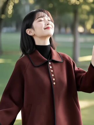 妈妈装春秋款短款毛呢外套2025新款中老年女装双面呢上衣大码时尚#毛呢外套 #妈妈装 #强烈推荐 #显瘦穿搭 #这也太好看了