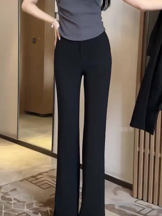 现货+运费险早秋不贴腿微喇大码牛仔裤黑色高腰显瘦阔腿喇叭裤#显高显瘦显腿长 #微喇裤 #面料柔软舒适 #喇叭裤 #穿出大长腿