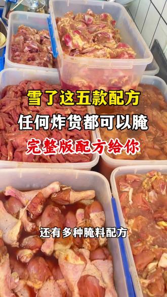 雪会这五款配方,任何炸货都可以腌制,完整配方给你,记得点赞收藏起来#配方 #创业 #摆摊 #学技术