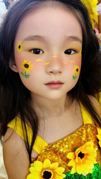 1分钟儿童彩绘妆教程#儿童舞台妆 #六一儿童节 #妆面记录 #向日葵女孩 #淮南潘集化妆师