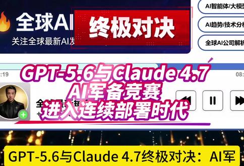 GPT-5.6与Claude4.7AI军备竞赛进入连续部署时 GPT-5.6与Claude 4.7,AI军备竞赛进入连续部署时代。#OpenAI 在 3 月 26 日发布 #GPT -5.5,仅仅三周后,GPT-5.6 就已经在偷偷跑真实用户流量了;而 Anthropic 在 4 月 16 日深夜毫无预警地扔出 Claude Opus 4.7,半个月后又被爆出正在测试代号 "木星" 的下一代模型。曾经需要半年甚至一年的大版本更新,现在已经缩短到了几周甚至几天。这不是科幻电影,这就是 2026 年 5 月正在发生的 AI 世界大战。#全球算力战 #ai升级