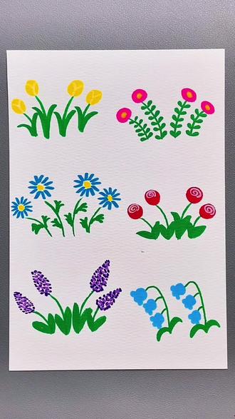 一学就会的春天小花花,快来试试吧! #小花朵绘画 #一学就会系列 #春天的小花花 #一起学画画