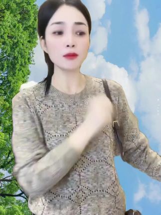 【幻彩星空】米字圆领长袖套头衫气质百搭宽松显瘦秋季针织上衣