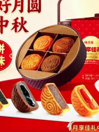 #在对视时看到爱也看到遗憾 【官方】味滋源月饼礼盒8饼8味双层提篮流心月饼佳礼中秋送礼糕点#快来一起尝个鲜 #传统糕点