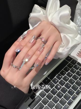 清透夏日氛围感美甲#美甲 #穿戴甲