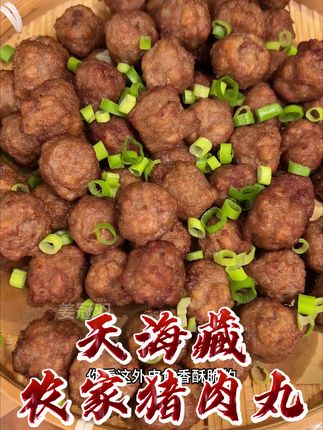 它里面肉含量大于等于百分之80呢,外酥里嫩特别好吃#天海藏 #农家猪肉丸 #肉丸子