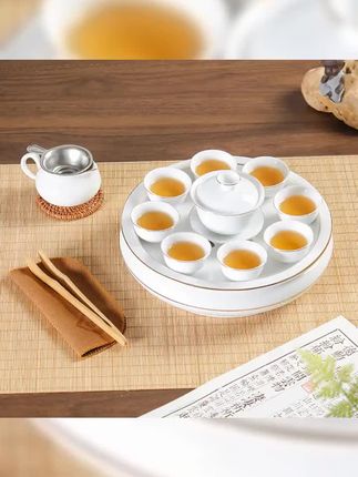 高温潮汕工夫茶具套装高档陶瓷中式茶盘盖碗公道杯茶杯整套泡茶#茶具好物推荐 #高端茶器 #爱生活爱喝茶