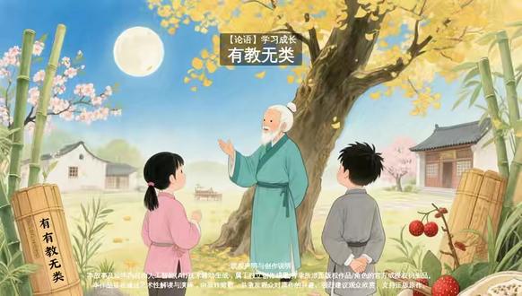 《有教无类》的智慧,在今天依然照亮每个渴望知识的眼睛 子曰:“有教无类”。是说教育不分高低贫富贵贱,人人都可以学习,接受教育。
子曰:“自行束脩以上,吾未尝无诲焉”。是说,凡是主动送上束脩作为拜师礼的,孔子都会耐心教育,从不拒绝。
古代社会物质相对匮乏,干肉属珍贵食物。束脩(干肉)并非简单的物质交换,而是“礼”的实践。古代学生通过呈递束脩,完成对师长权威与学识的公开认同,确立“师严然后道尊”的伦理秩序。这种仪式化的行为,在孩童启蒙之初便塑造其对知识传承的敬畏之心。
求知的眼神,不该被一扇窗挡住。
孔子的课堂很远,但他收学生要送“束脩”——十根腊肉。而在小梦鹿AI动画里,林老师用另一种方式,定义了真正的“有教无类”:
一个只能趴在窗边偷看的采药男孩,用一束驱蚊的草药,换来了人生的第一堂课。
这束草药很轻,却重过了所有学费——它让一个孩子明白:你的所有努力,都值得被看见。
没有门第之分,没有贫富之别,只要想读书,就有被教的权利
这是孔子流传千年的教育智慧,也是刻在骨子里的温柔
现在的孩子,不愁书桌不愁纸笔,早已不用靠药材换学习的机会
但我们依然要读懂 “有教无类” 的深意:
✅ 懂得尊重每一个不同的同学,不因出身、家境看轻他人
✅ 珍惜当下的学习时光,明白求知的机会从来都值得被珍视
✅ 拥有包容的心,学会分享知识、互帮互助,做温暖的同行者
知识从不挑孩子,善良也从不分年龄。
带娃一起看这个治愈小动画,让孩子在故事里读懂千年智慧,
学会包容,懂得珍惜,做眼里有光、心中有爱的小大人💛
#小梦鹿AI
#有教无类
#亲子国学启蒙#睡前故事#传统文化启蒙