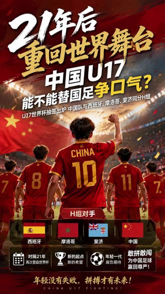 21年后重回世界舞台,中国U17能不能替国足争口气? #热点 #世界杯 #世界杯荣耀时刻 #遇见足球 #总决赛