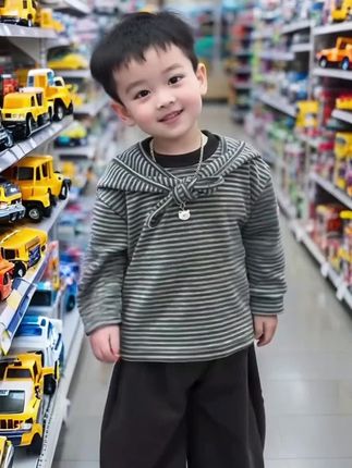 儿童春秋套装2025新款#男女童圆领条纹卫衣加披肩两件套#男孩卫裤潮#强烈推荐#童装#穿搭