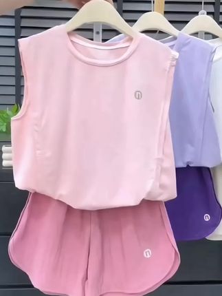 儿童夏季新款冰感速干小套装上线啦~#面料柔软舒适透气#时尚洋气#夏日必备~