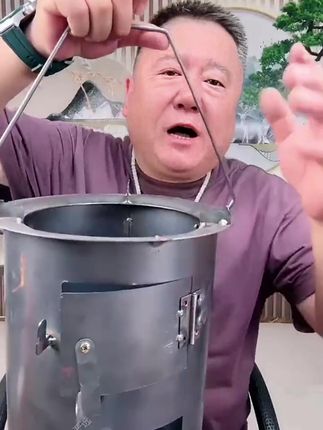 #户外柴火炉 #户外做饭 #便携柴火炉 #可移动柴火灶 #户外炉子