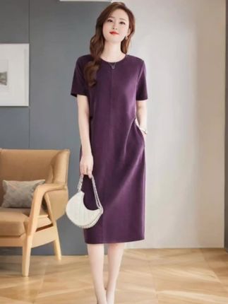 #高级感紫色气质连衣裙女款夏季2025新款爆款夏天大码女装直筒裙子#高端大气 #高贵优雅 #气场全开