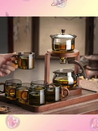 #茶具 轻奢复古全自动泡茶创意耐热透明玻璃茶具功夫茶具茶道#玻璃杯 #高硼硅玻璃 #茶壶茶具 #自动泡茶器