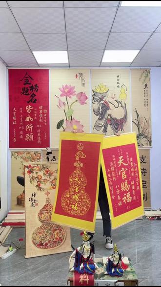 传统贡品竹帘画!荷花竹子太有意境了!