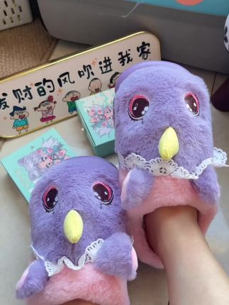 冬季儿童棉拖鞋女童厚底可爱独角兽防滑室内宝宝居家毛毛拖鞋女孩#居家拖鞋 #儿童棉拖鞋#儿童毛毛拖鞋#室内拖鞋#宝宝拖鞋