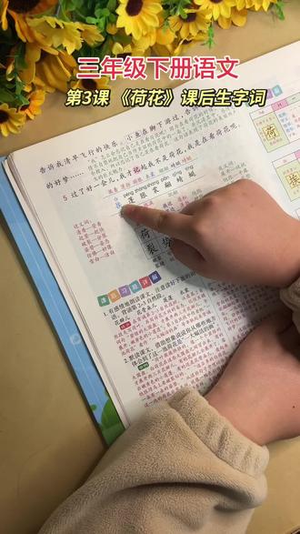 #三年级下册语文 第3课《荷花》课后生字词朗读,课文预习!这本新版下册第二课堂笔记带课文详细批注 生字词组词造句 一类字 二类字 多音字 同音字 中心思想都包括 带拼音 笔画笔顺 预习复习好帮手 第二课堂。 #小学语文 #课堂笔记 #课文笔记