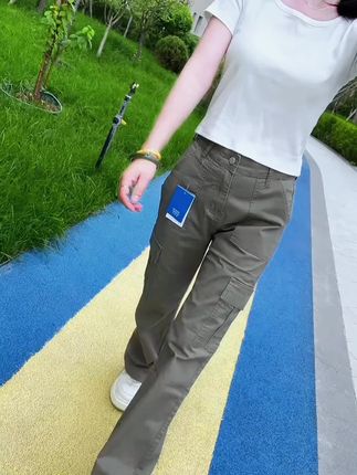 真维斯秋季工装高腰阔腿牛仔裤女爆款2025新款显瘦高个子直筒裤子