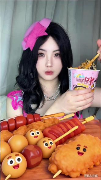 新人吃播 今天吃马克定食,肉串和手枪腿。封面由自己拍摄后ai修图#美食 #便利店美食 #沉浸式吃饭 @DOU+小助手