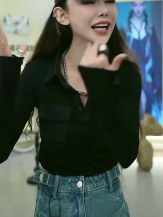 星宝定制Polo衫美式打底正肩长袖T恤女秋冬2025年新款上衣1337#秋冬新款#长袖T恤#打底衫#谁穿谁好看#性价比超高