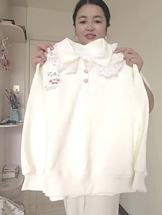 蕾丝花边领口的小卫衣女儿穿上太好看太甜美了#生女儿就要这样穿 #童装搭配每日更新 #甜美穿搭 #女宝穿搭
