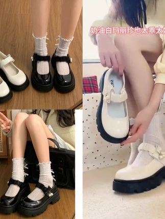 一字带设计方便穿搭,五厘米软底增高上脚舒服,奶乎乎的配色绝了!#软底软面穿上超舒服 #玛丽珍小皮鞋 #好穿又好搭 #谁穿谁好看系列