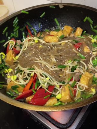 天冷啦,就愿意吃炖粉条,好吃,不含胶,纯红薯粉#美食 #强烈推荐 #红薯粉条 #手工红薯片做法