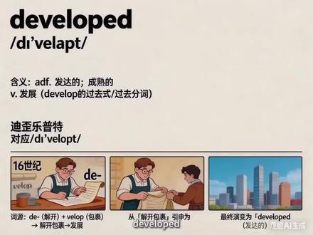 developed英语单词快速记忆大学英语考研雅思托福中小学 #热点 #热点新闻事件 #热点小助手 #热点知多少 #热点话题