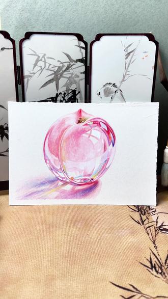彩铅课程精讲第七讲彩铅水晶桃子 #手绘 #手绘教程 #彩铅手绘 #彩铅画
