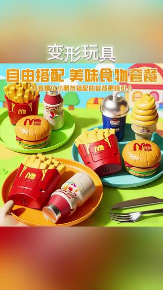 变形玩具 变形玩具薯条汉堡可乐模型男孩变形玩具3益智6儿童金刚机器人战士#金刚机器人 #玩具潮流 #薯条汉堡玩具 #益智玩具 #薯条汉堡模型