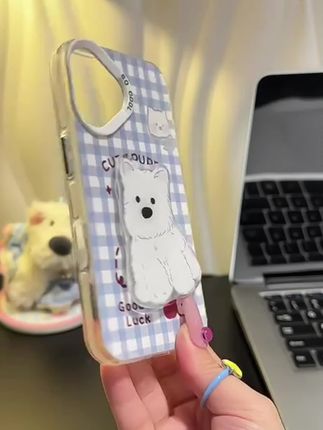 蓝格纹西高地支架适用iPhone17苹果16手机壳华为p70vivoppo小米15#强烈推荐 #手机壳 #好物推荐🔥 #抖音推广 #每日分享