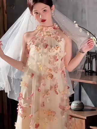#法式晚礼服#连衣裙#订婚服#新娘晨袍