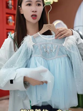 女童披肩羽毛网纱公主连衣裙#高品质童装 #连衣裙 #潮童必备 #秋季上新 #谁穿谁好看系列