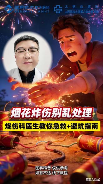 过年放炮被炸伤怎么办?别用土方法!医生告诉你正确操作 #健康过年 #太钢总医院 #烧伤整形 #鞭炮