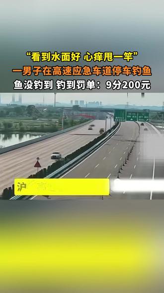 一男子在高速应急车道停车钓鱼,鱼没钓到 钓到罚单:9分200