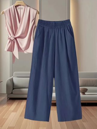 姐妹们快看我新买的裤子,真的太喜欢了!就是这条冰丝宽松阔腿裤,它是那种冰冰凉凉的料子,夏天穿特别舒服,而且它超级显瘦又百搭,随便配个上衣都好看,宽松的版型不挑身材,怎么穿都很慵懒随性,简直是夏日必备单品,喜欢的朋友千万不要错过,赶紧入手一条试试吧!#时髦穿搭 #藏肉显瘦穿搭  #夏季穿搭 #女装搭配