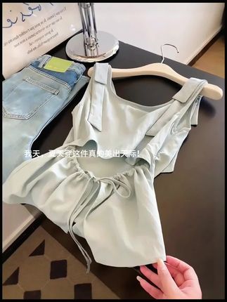 这件上身好韩好温柔!! #穿美衣赴夏日之约 #吊带背心 #这也太好看了 #度假穿搭