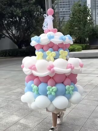 网红巨型气球生日蛋糕diy材料包套装拍照惊喜派对布置超好看