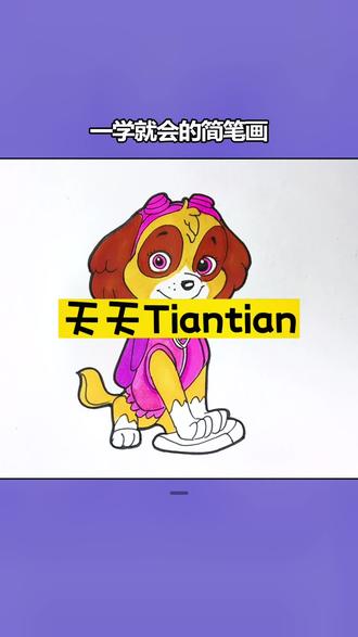 天天来咯,喜欢天天的小朋友要跟着画起来哦#汪汪队立大功 #简笔画 #贴纸#汪汪队简笔画